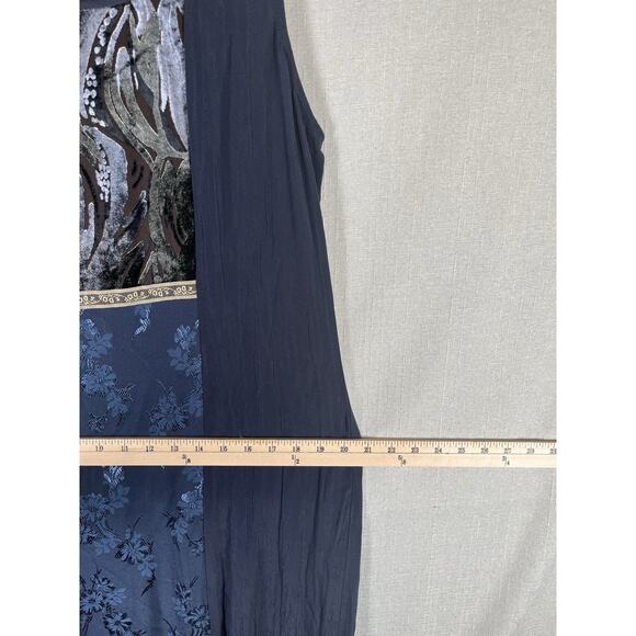 VTG Spencer Alexis Maxi Dress 2 Pc Set Kimono Topper Women 10 Velvet Dark Blue - Picture 8 of 16